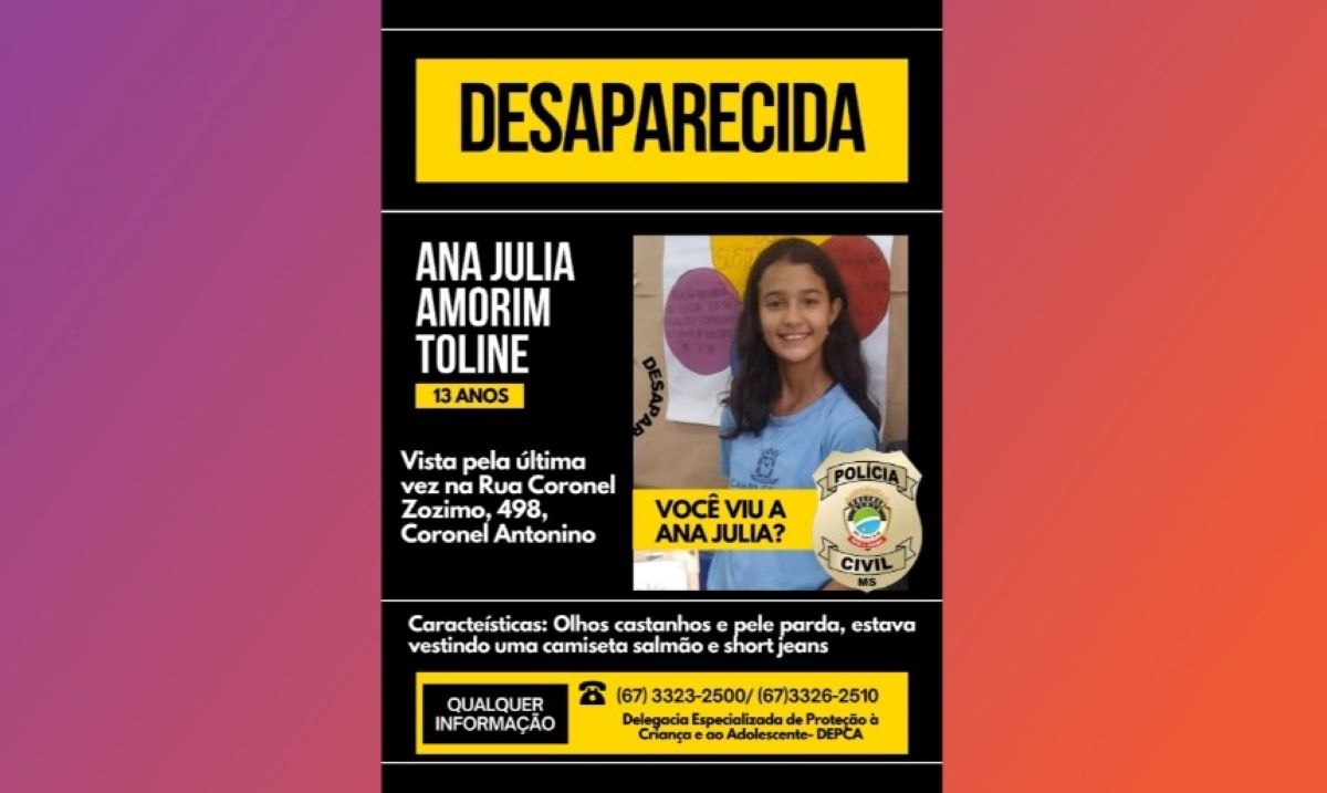 Fam Lia Procura Por Menina De Anos Que Sumiu Em Campo Grande