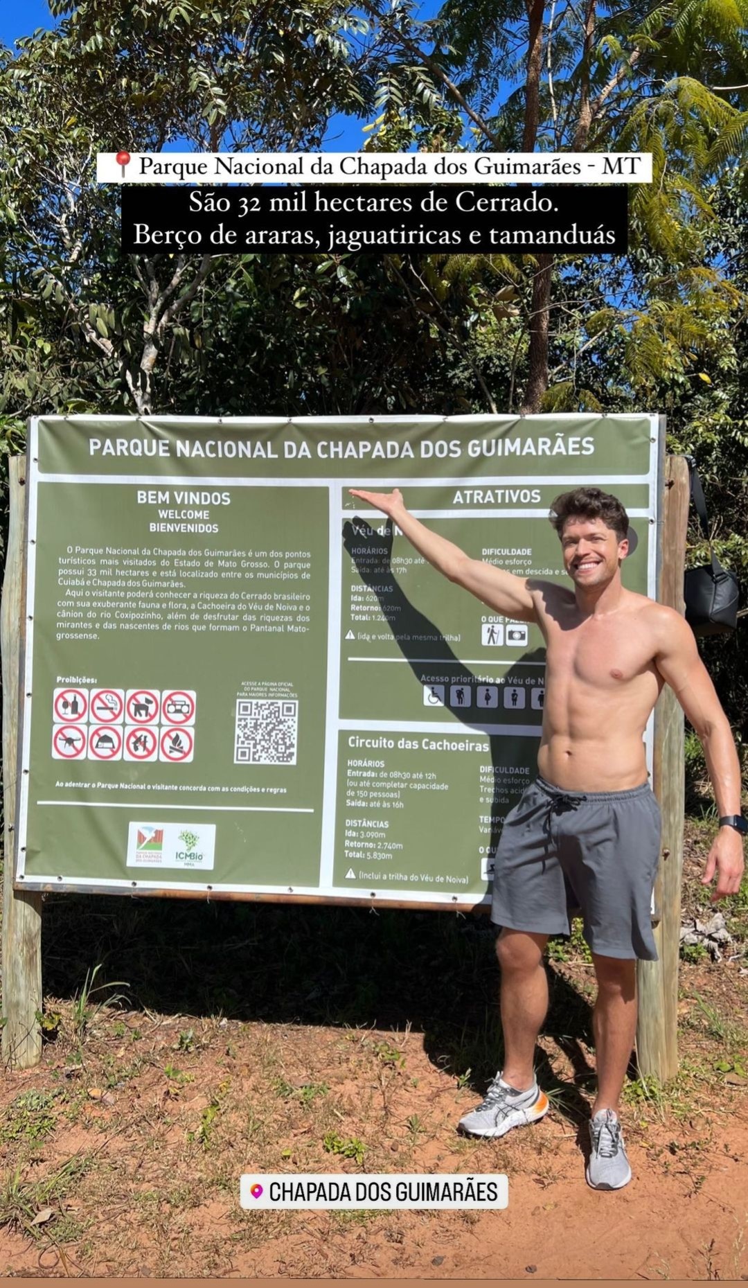 Lucas Ranfer conheceu o Parque Nacional da Chapada dos Guimarães no último fim de semana. (Foto: Reprodução)