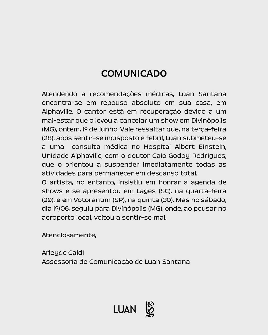 Comunicado Luan Santana