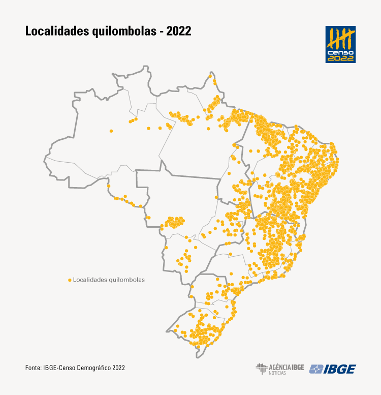 Censo quilombola Cartograma Localidades 2022