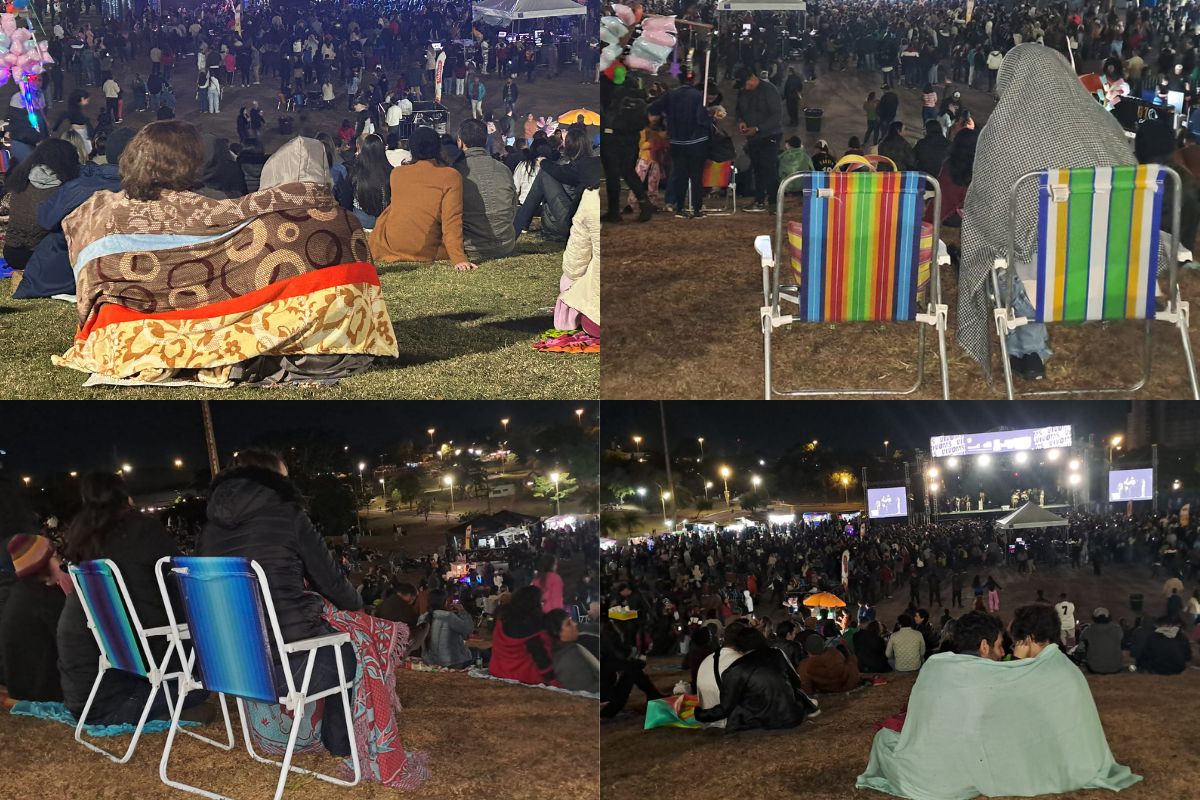 Pessoas investiram nas mantinhas e no cobertor para curtir show de Diogo Nogueira (Fotos: Geisy Garnes e Jéssica Benitez)