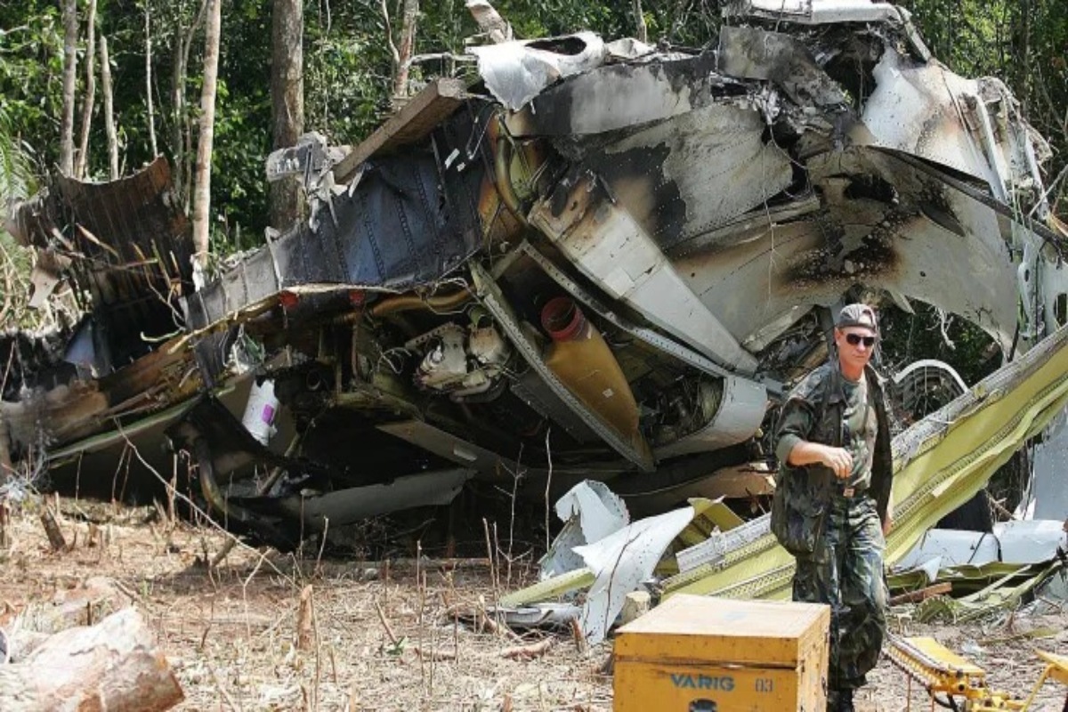 Destroços avião Gol em Mato Grosso. (Foto: Sebastião Moreira)