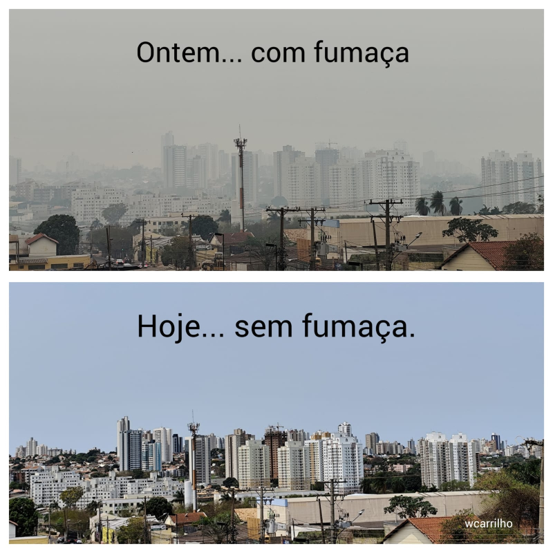 Antes e depois do céu de Campo Grande (Foto: Wilmar Carrilho)