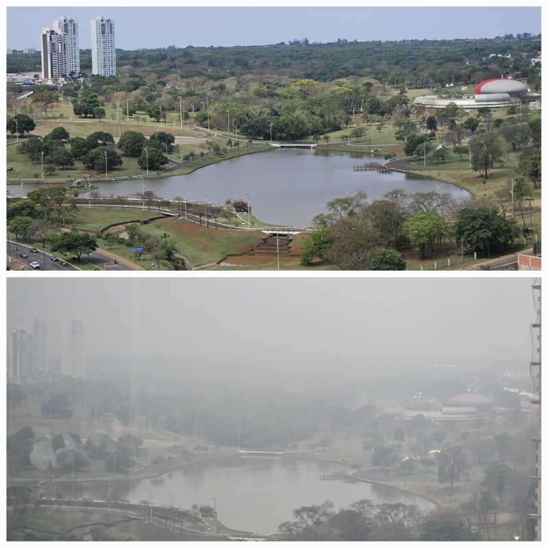 Diferença do céu em Campo Grande entre quinta (26) e sexta (27)