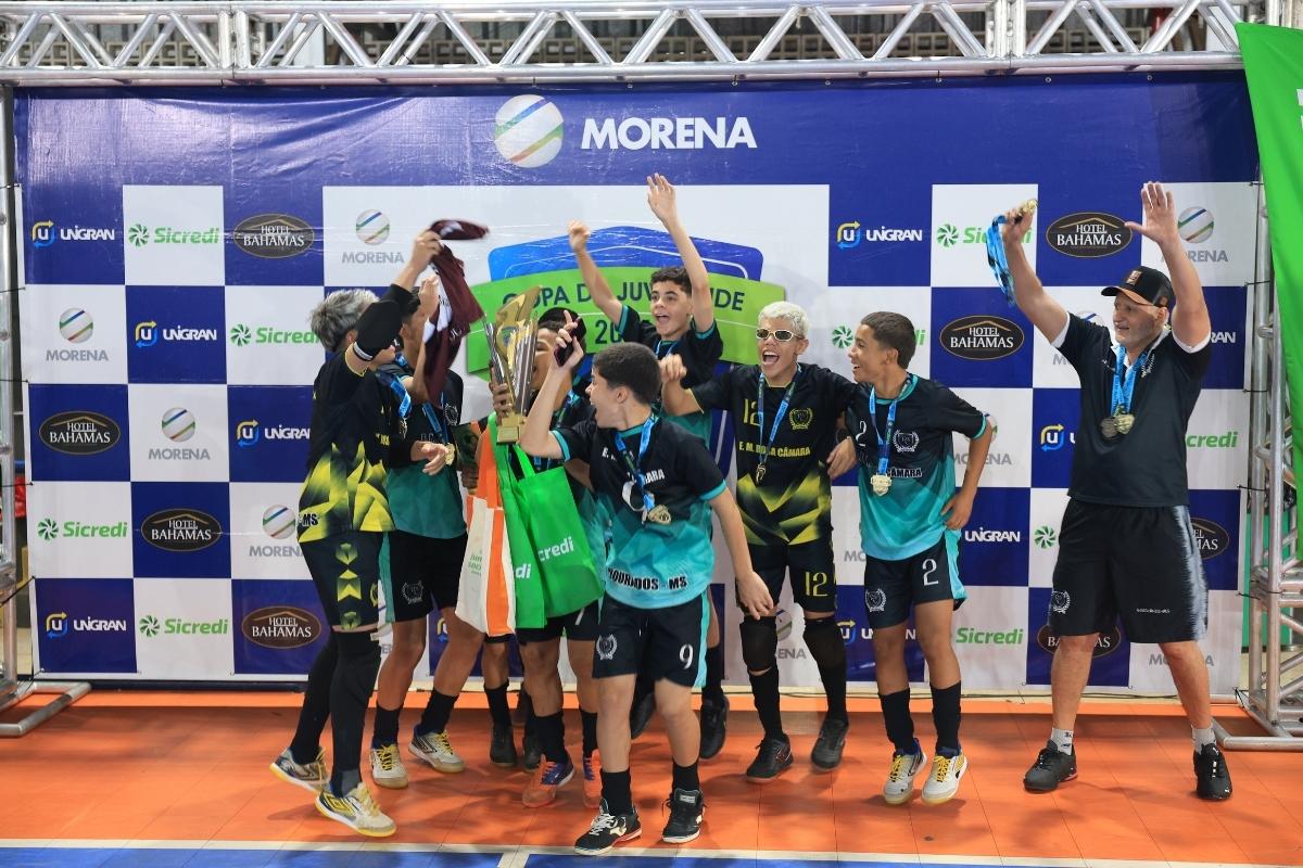 E. M. Rosa Câmara, campeã da categoria B sub-14 masculino da Copa da Juventude de futsal 2024 em Dourados (Foto: Lincoln Gabriel)