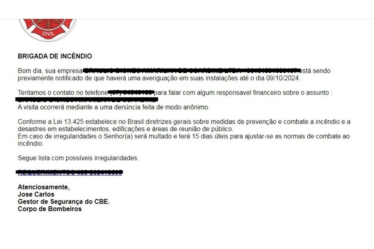 Imagem de e-mail falso enviado para os usuários