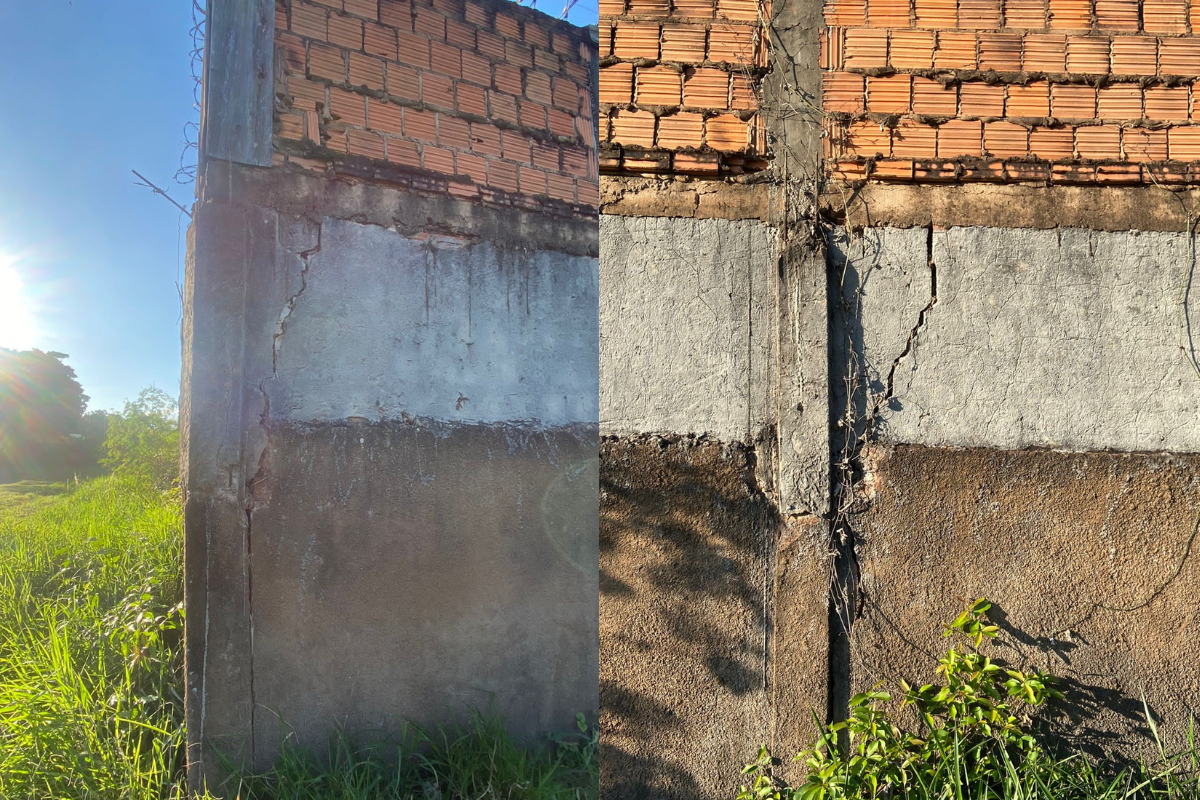 Muros com rachaduras no presídio de Ponta Porã (Foto:Sinsapp)