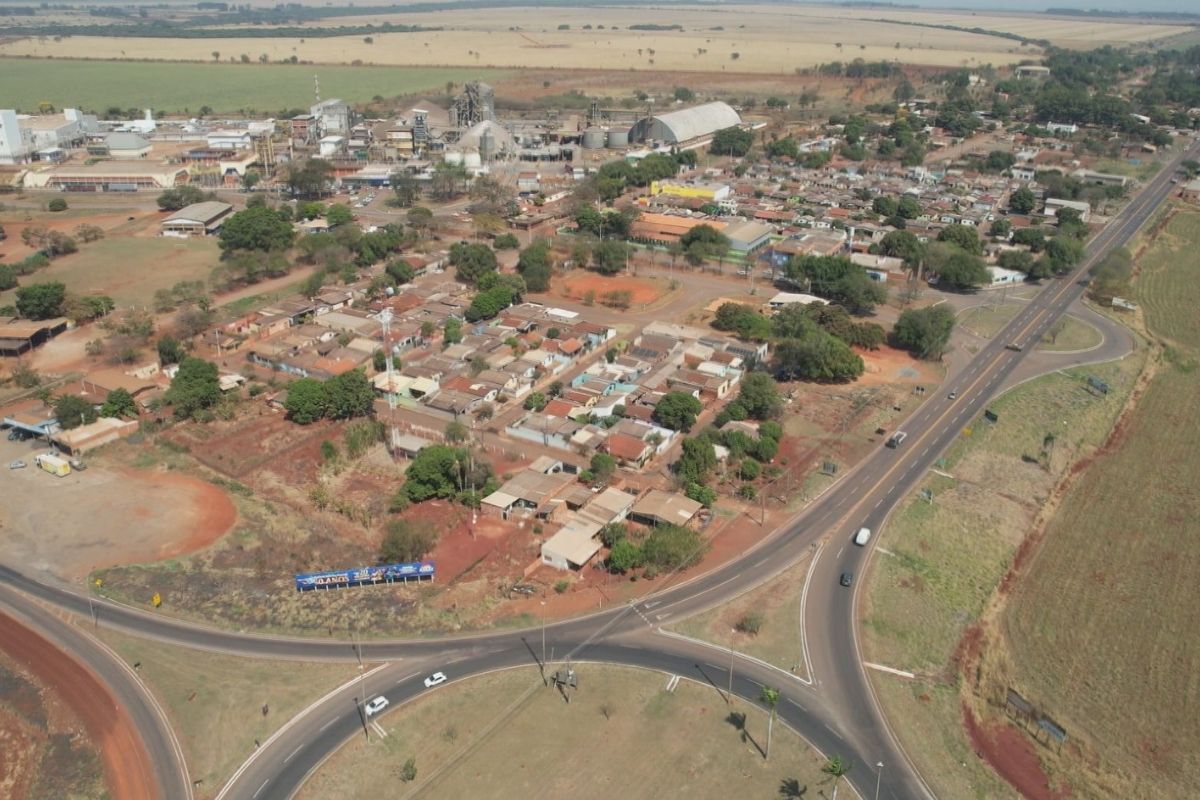 Imagem de drone do trecho da BR-262/MS no Indubrasil (Foto: Fábio Rodrigues/Itamar Silva)